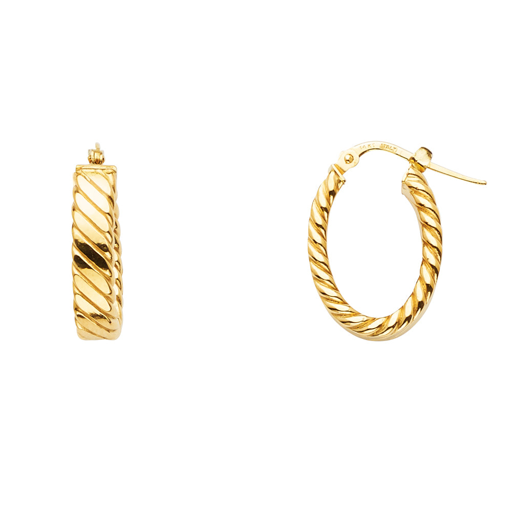 14K Yellow Gold Basic & Fancy Hoop Earring - ER1700