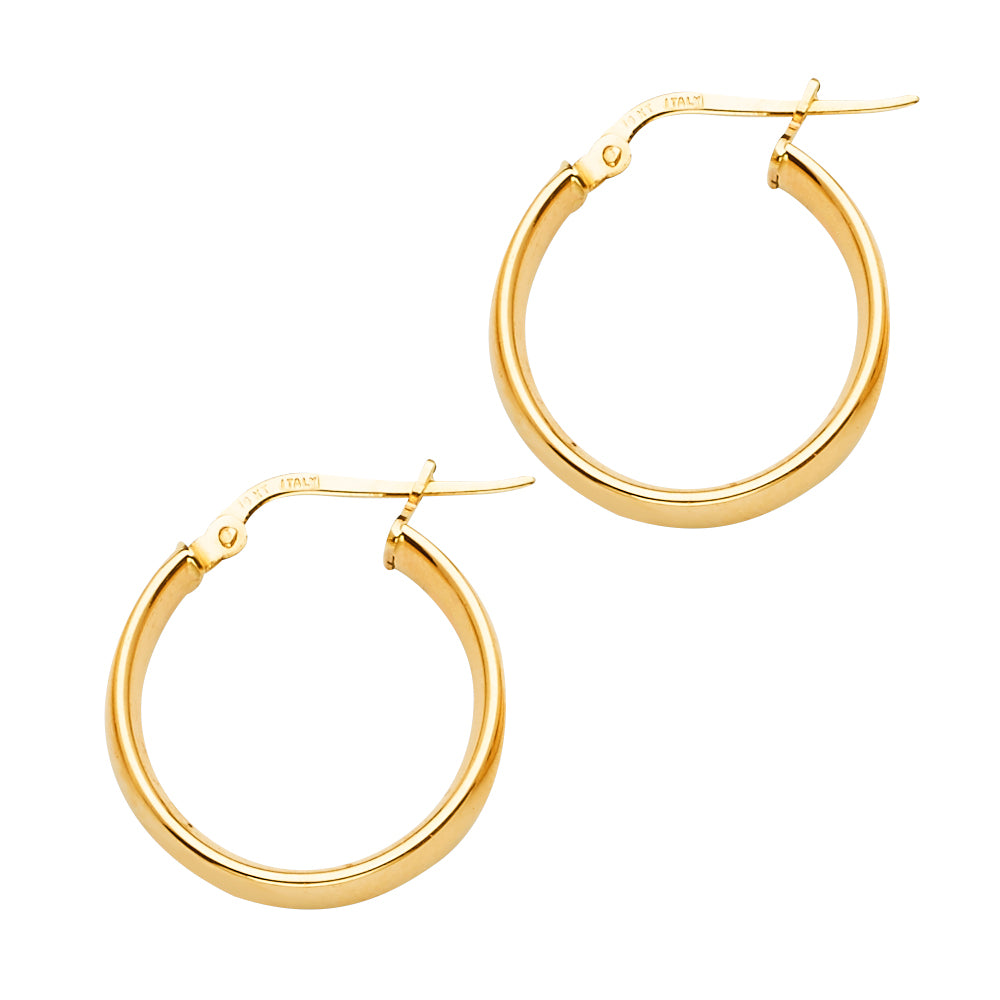 14K Yellow Gold Basic & Fancy Hoop Earring - ER1705