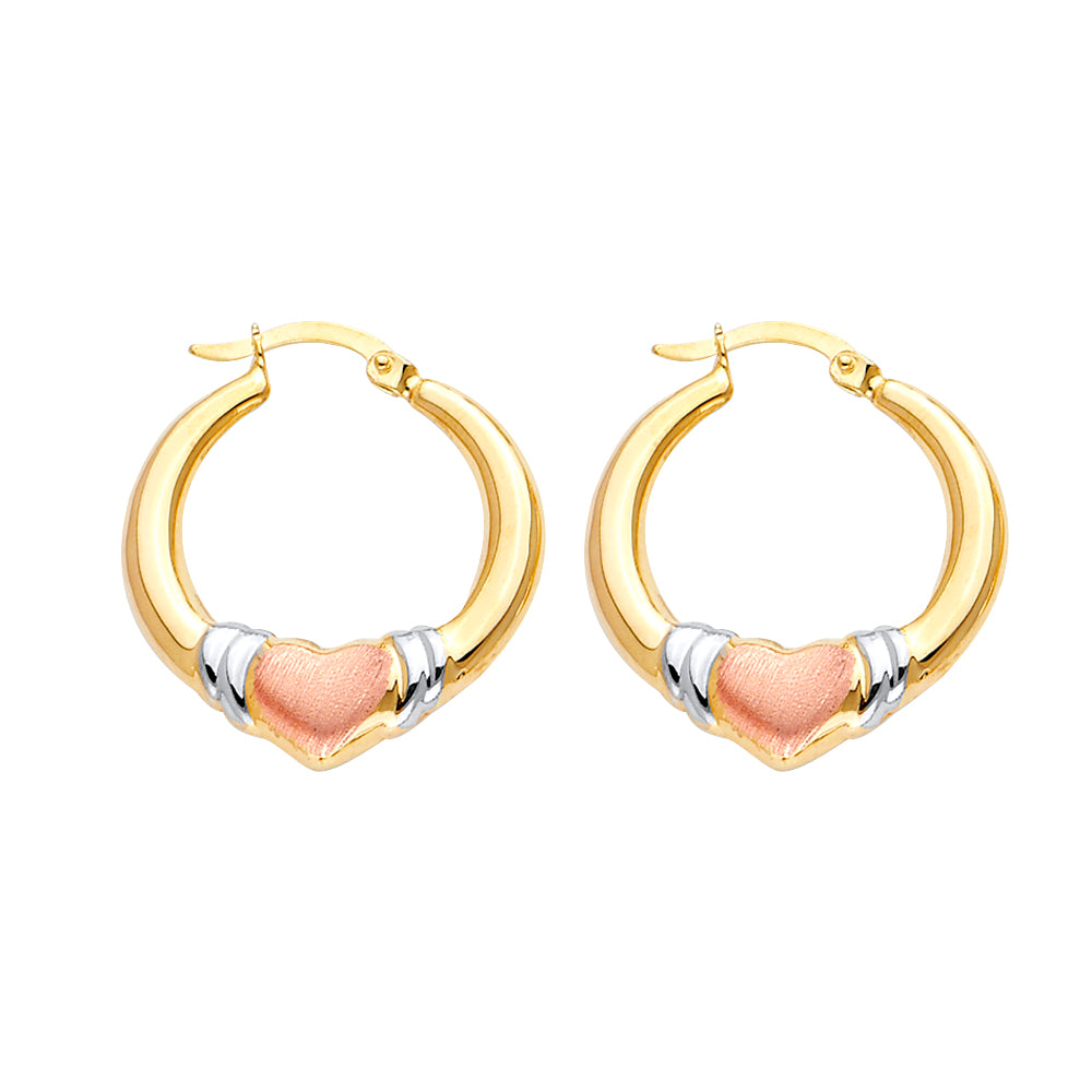 14K Yellow Gold Ball, 3 Color & Fancy Earring - ER1717