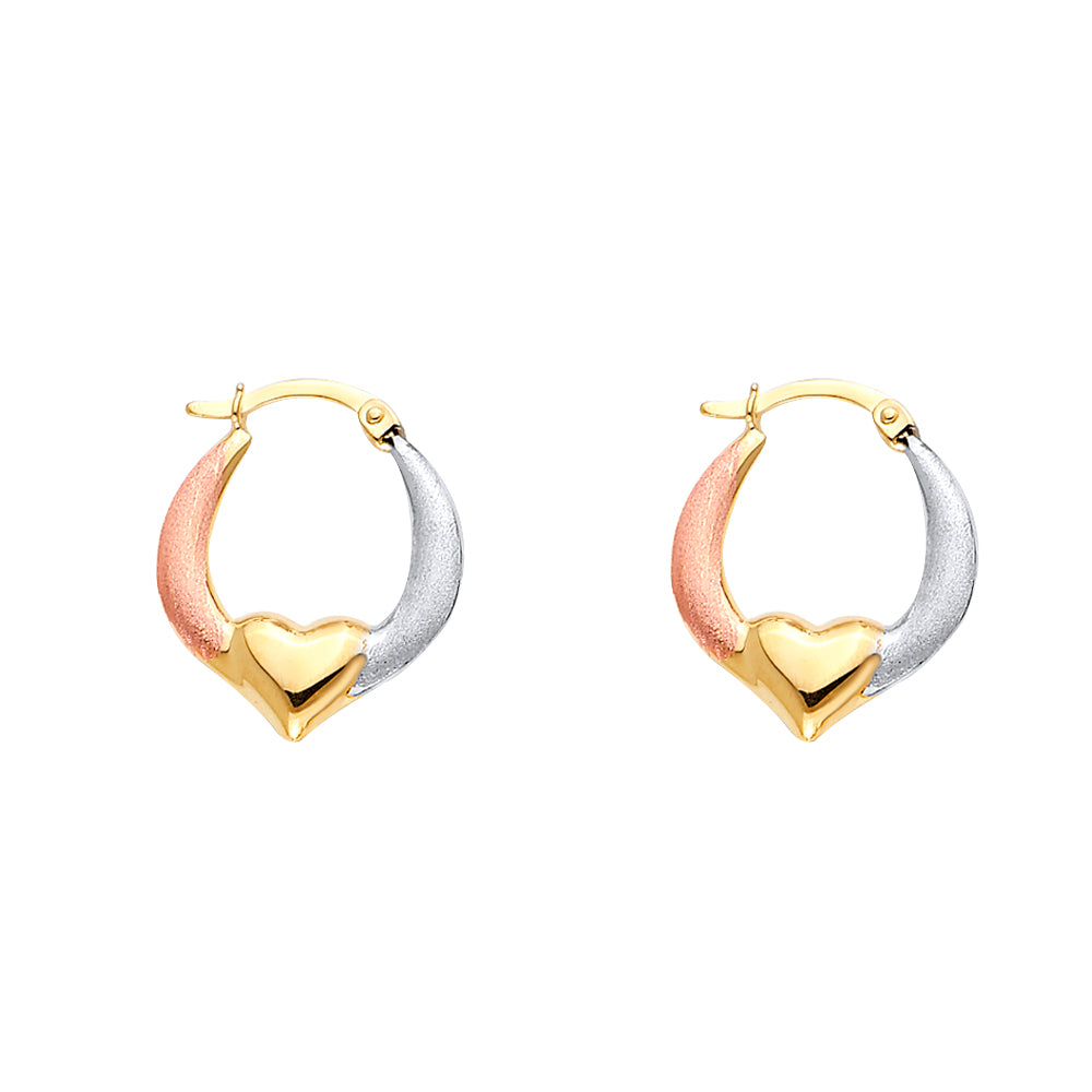 14K Yellow Gold Ball, 3 Color & Fancy Earring - ER1718
