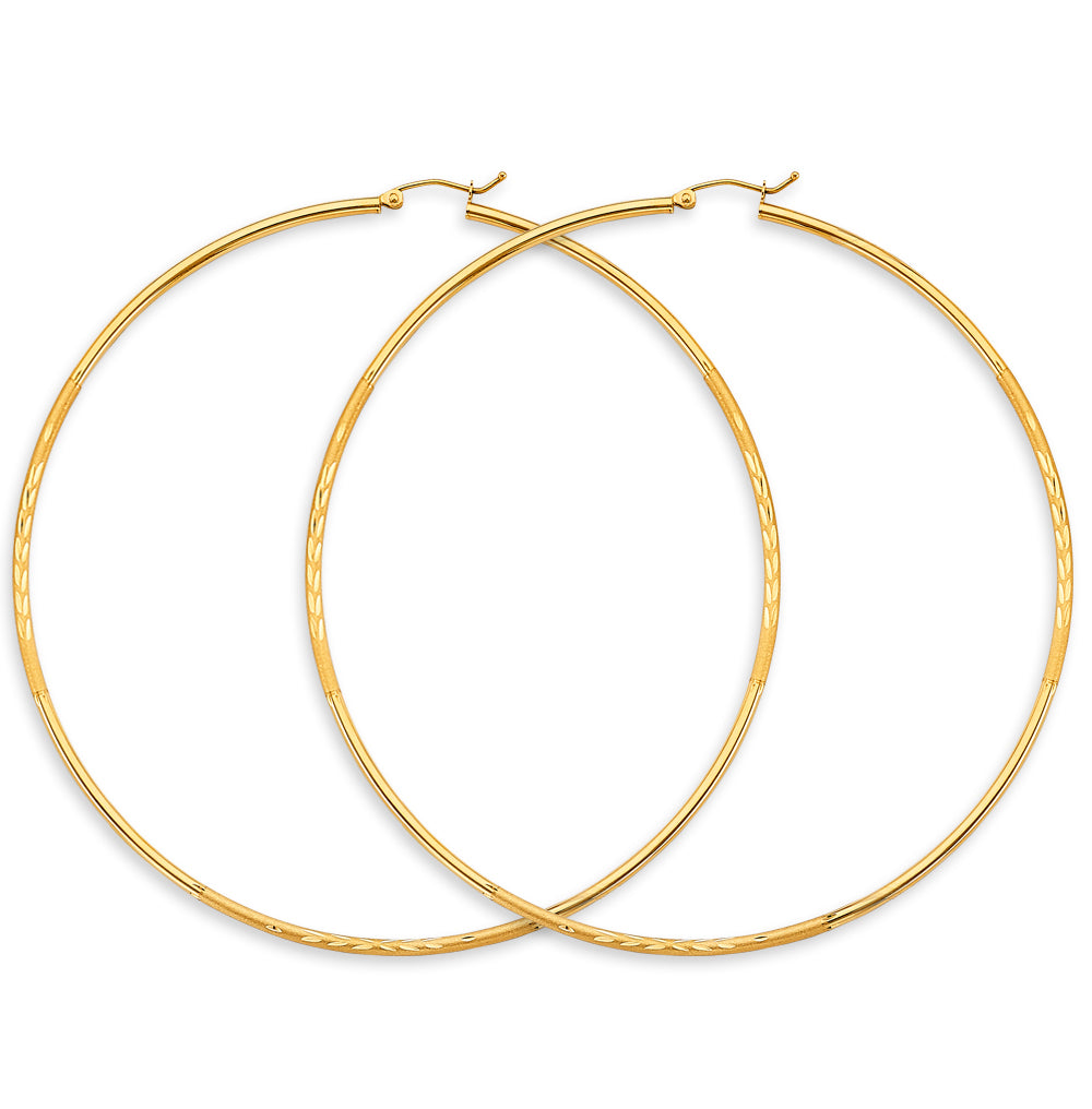 14K Yellow Gold Basic & Fancy Hoop Earring - ER1730