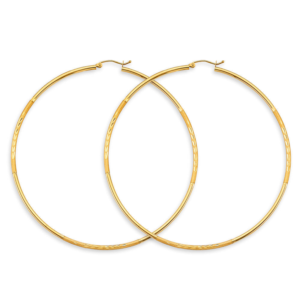 14K Yellow Gold Basic & Fancy Hoop Earring - ER1731