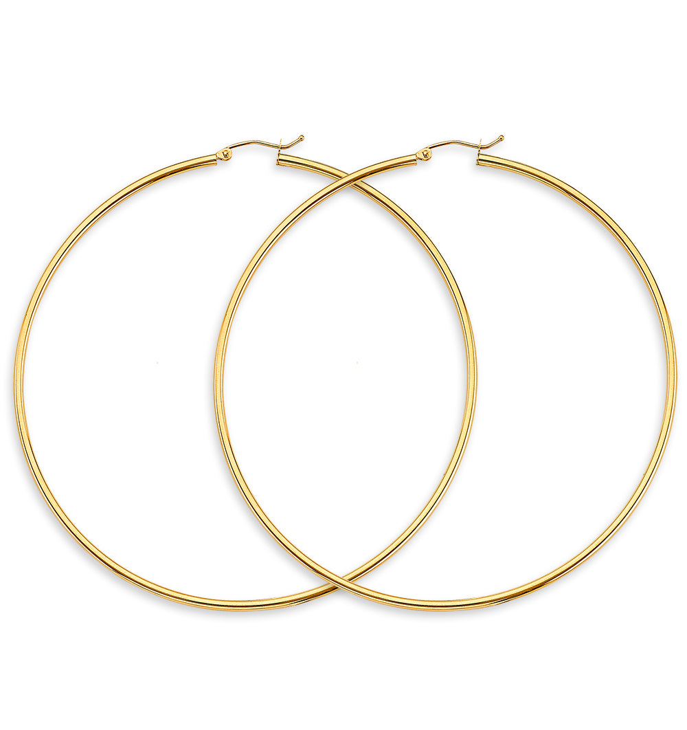 14K Yellow Gold Basic & Fancy Hoop Earring - ER1732