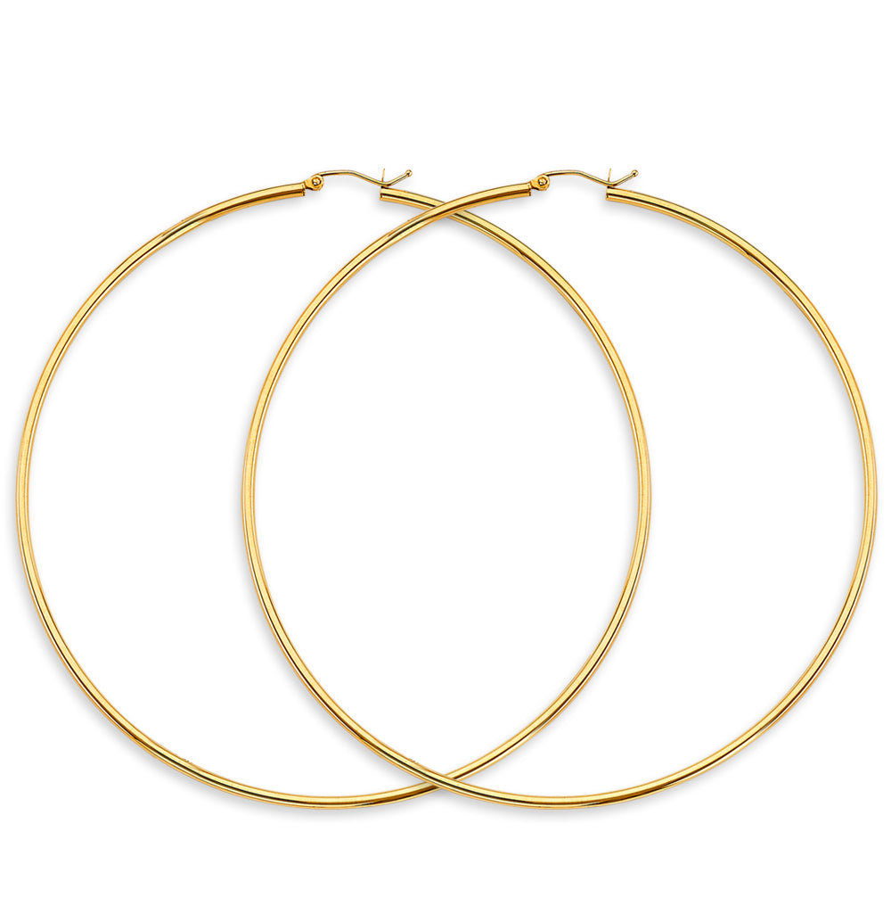 14K Yellow Gold Basic & Fancy Hoop Earring 3mm - ER1733