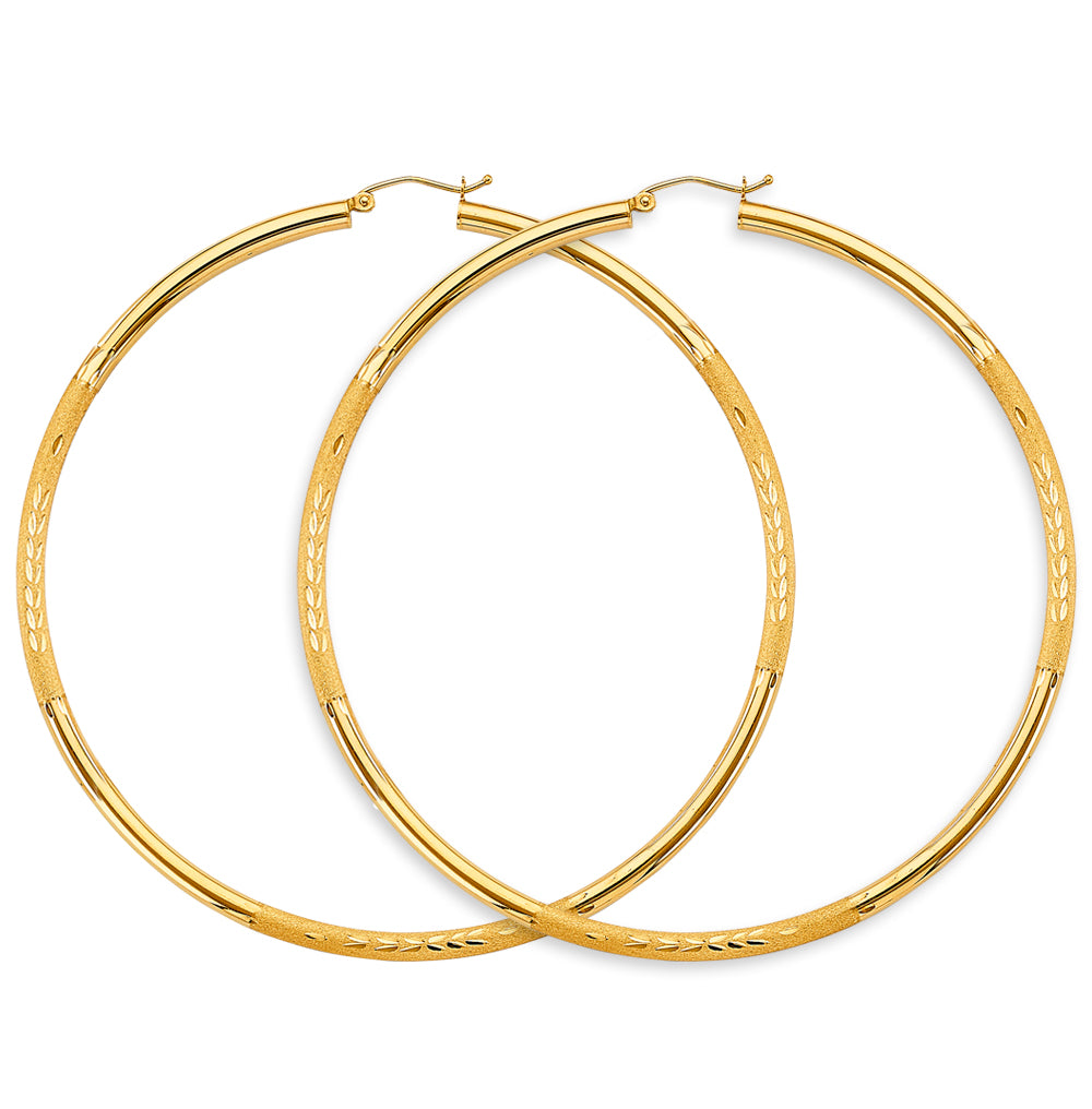14K Yellow Gold Basic & Fancy Hoop Earring - ER1734