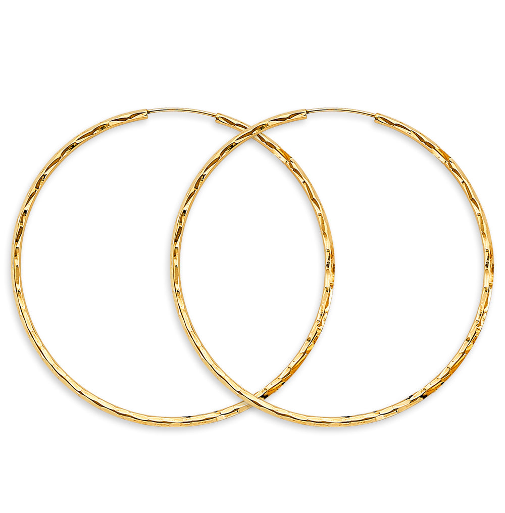 14K Yellow Gold Basic & Fancy Hoop Earring - ER1738