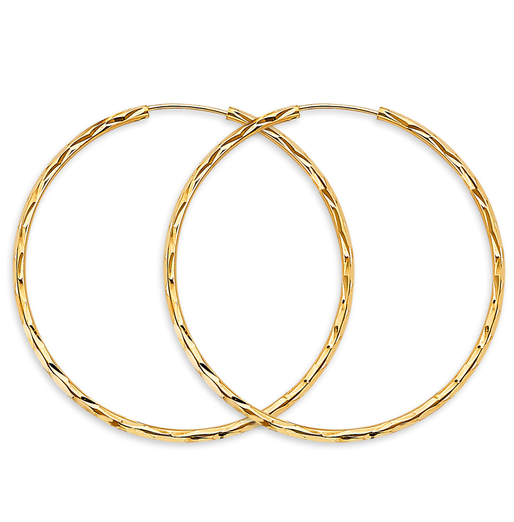 14K Yellow Gold Basic & Fancy Hoop Earring - ER1739