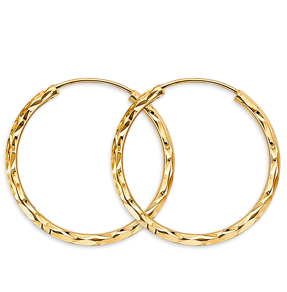 14K Yellow Gold Basic & Fancy Hoop Earring - ER1741