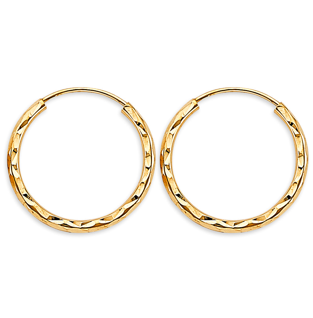 14K Yellow Gold Basic & Fancy Hoop Earring - ER1742