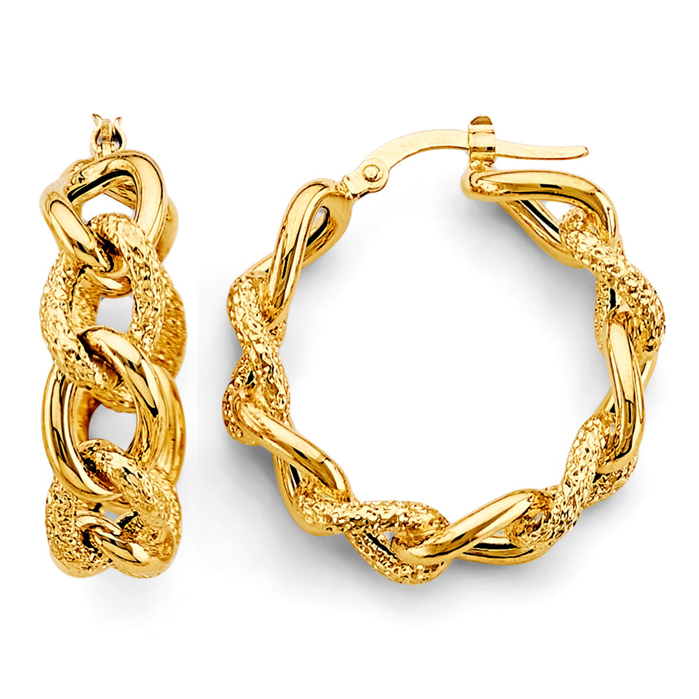 14K Yellow Gold Basic & Fancy Hoop Earring - ER1744