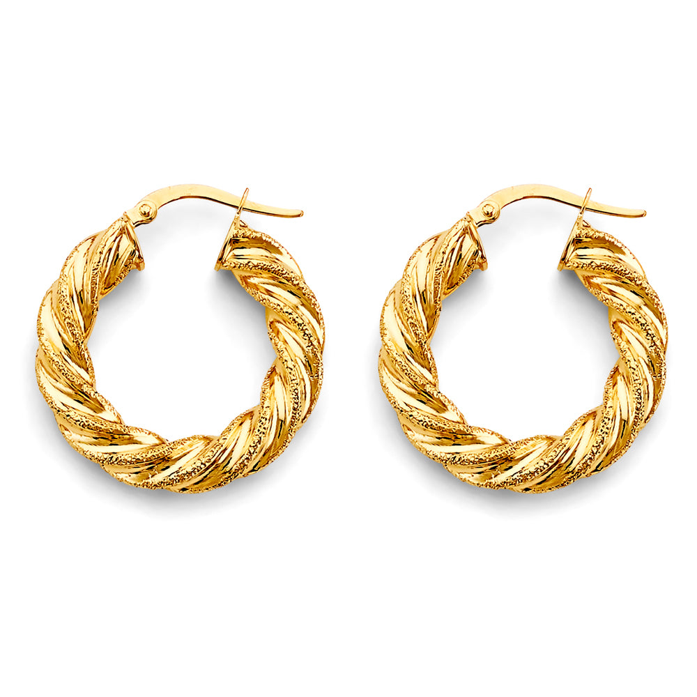14K Yellow Gold Basic & Fancy Hoop Earring - ER1746