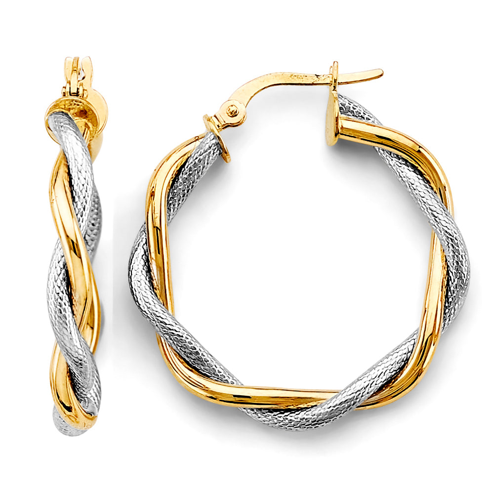14K Yellow Gold Basic & Fancy Hoop Earring - ER1748