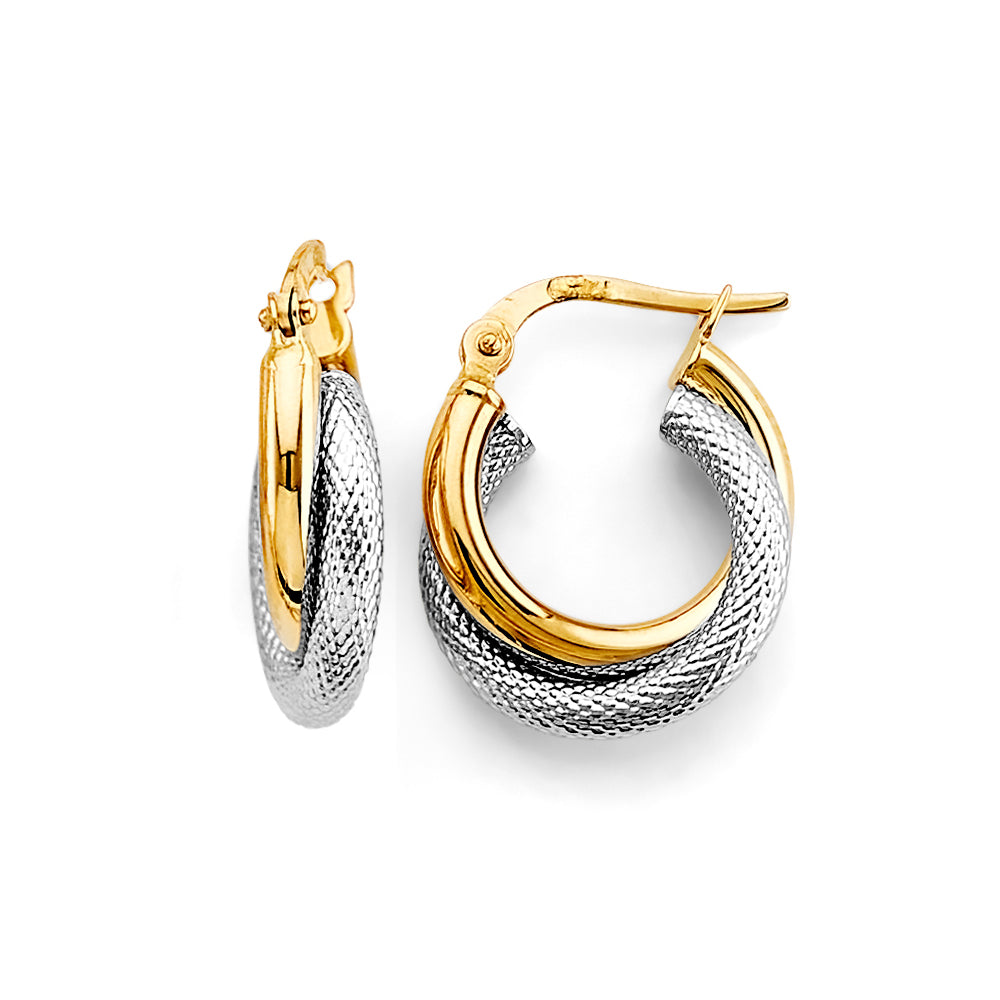 14K Yellow Gold Basic & Fancy Hoop Earring - ER1750