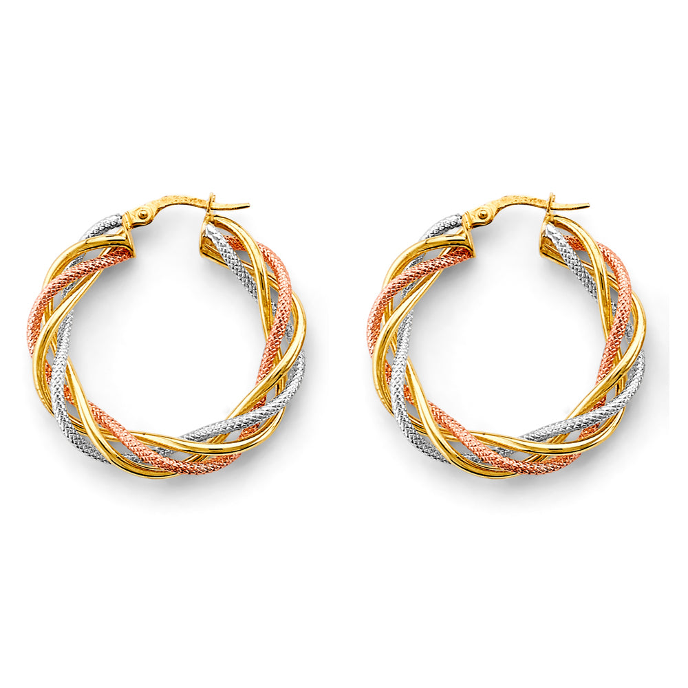 14K Yellow Gold Basic & Fancy Hoop Earring - ER1751