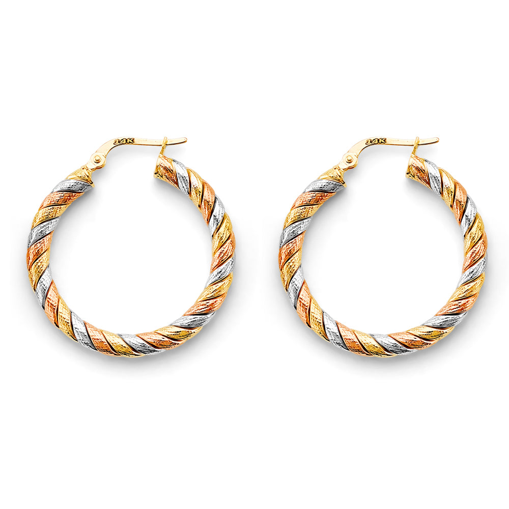 14K Yellow Gold Basic & Fancy Hoop Earring - ER1752