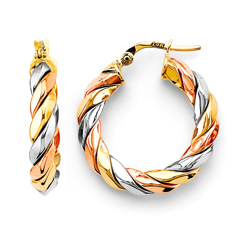 14K Yellow Gold Basic & Fancy Hoop Earring - ER1753