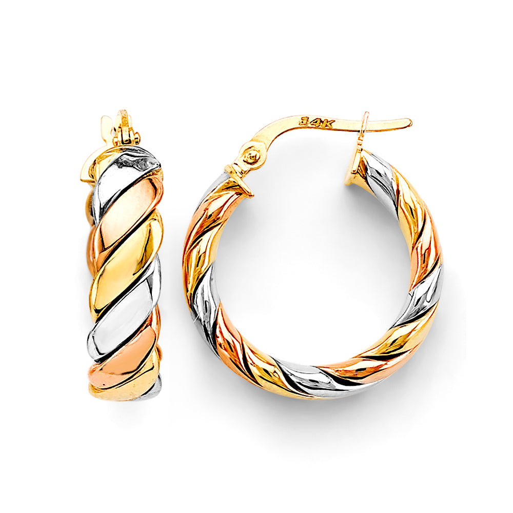 14K Yellow Gold Basic & Fancy Hoop Earring - ER1754
