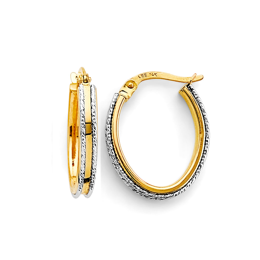 14K Yellow Gold Basic & Fancy Hoop Earring - ER1756