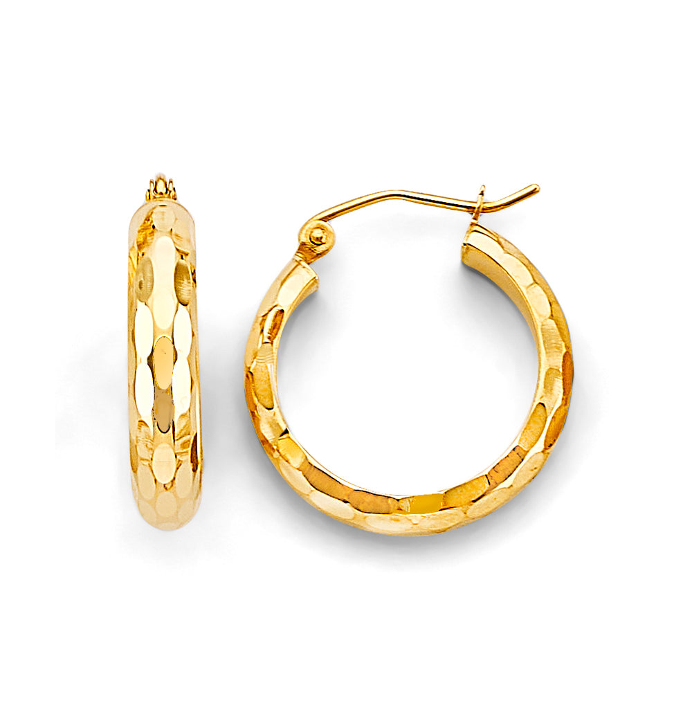 14K Yellow Gold Basic & Fancy Hoop Earring - ER1764