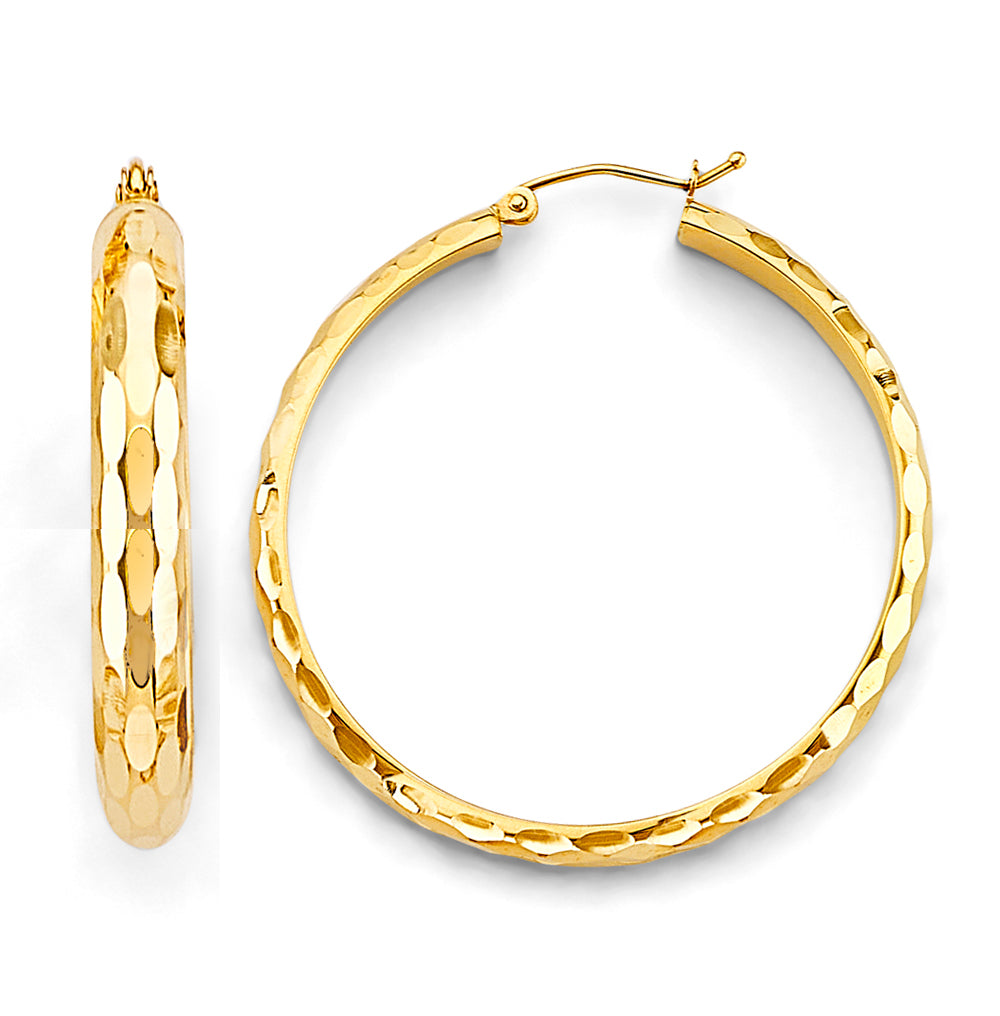14K Yellow Gold Basic & Fancy Hoop Earring 2mm - ER1766