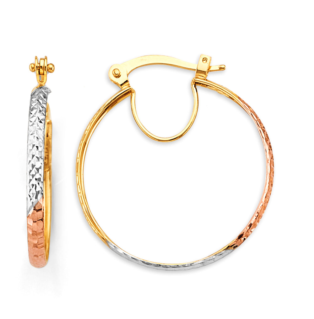 14K Yellow Gold Basic & Fancy Hoop Earring - ER1768