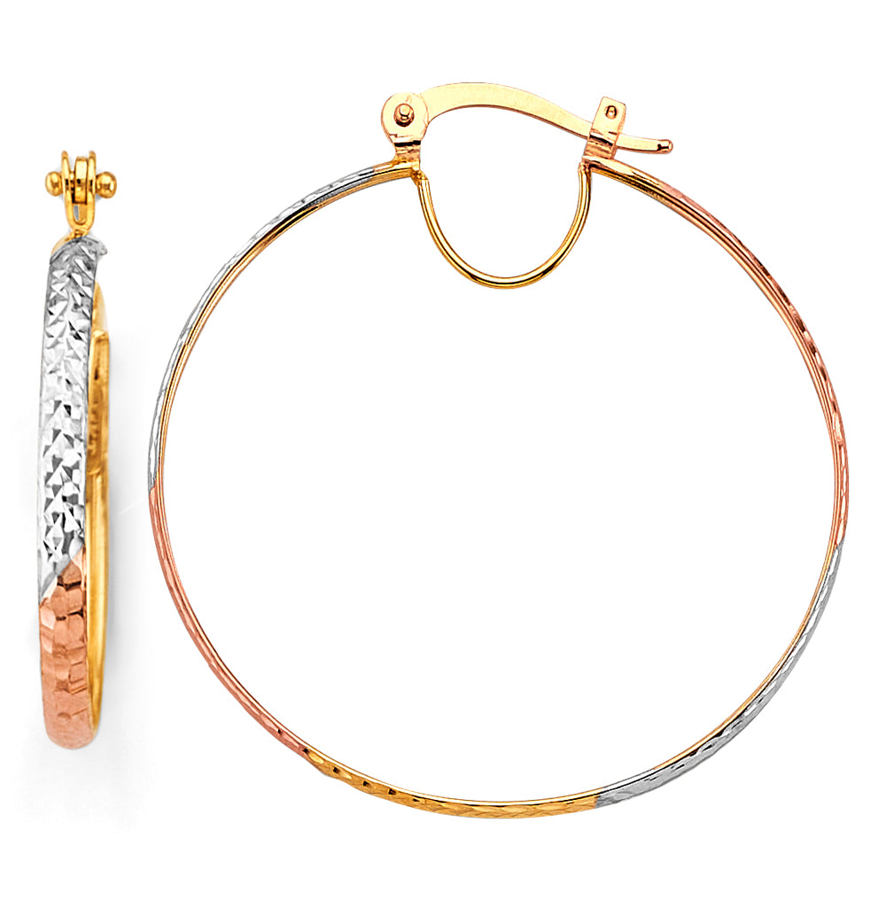 14K Yellow Gold Basic & Fancy Hoop Earring 3mm - ER1769