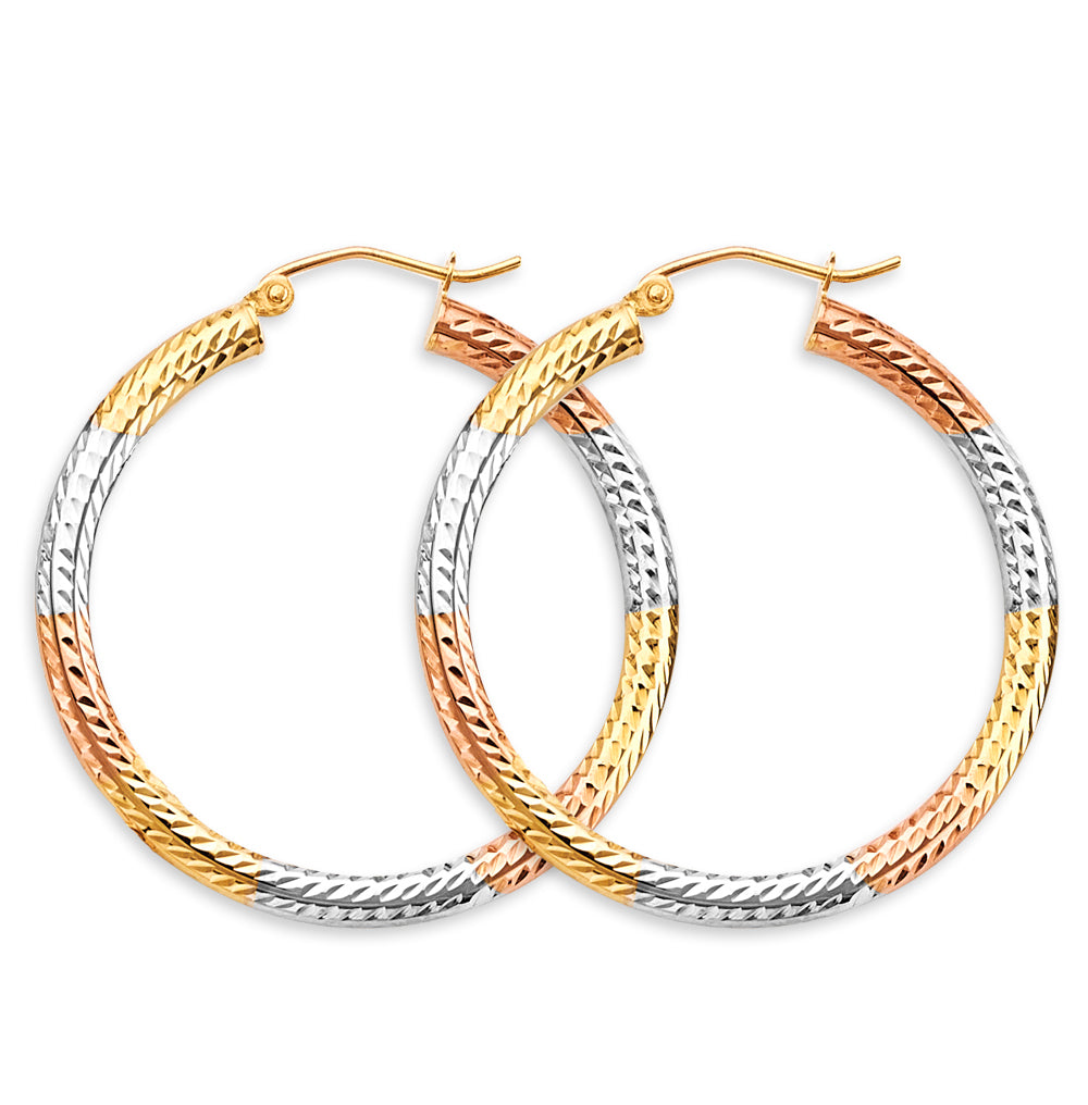 14K Yellow Gold Basic & Fancy Hoop Earring - ER1774