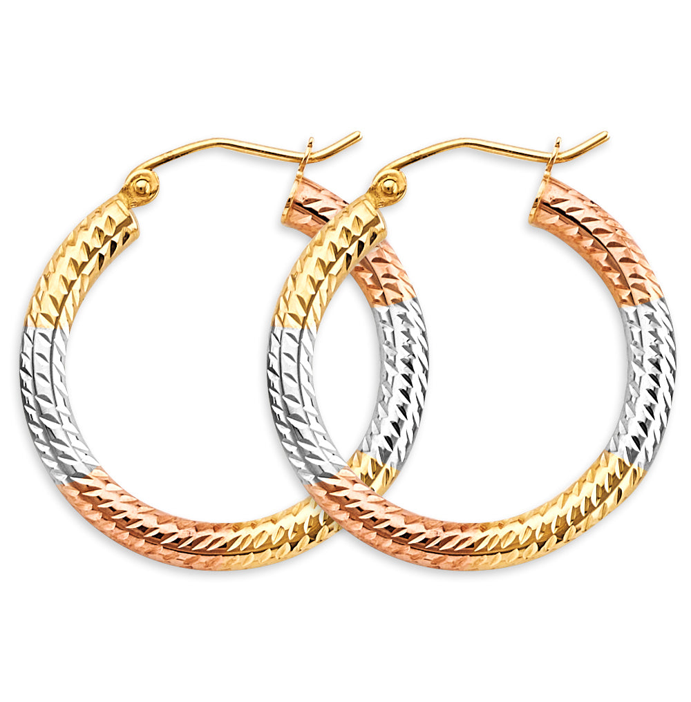 14K Yellow Gold Basic & Fancy Hoop Earring - ER1775