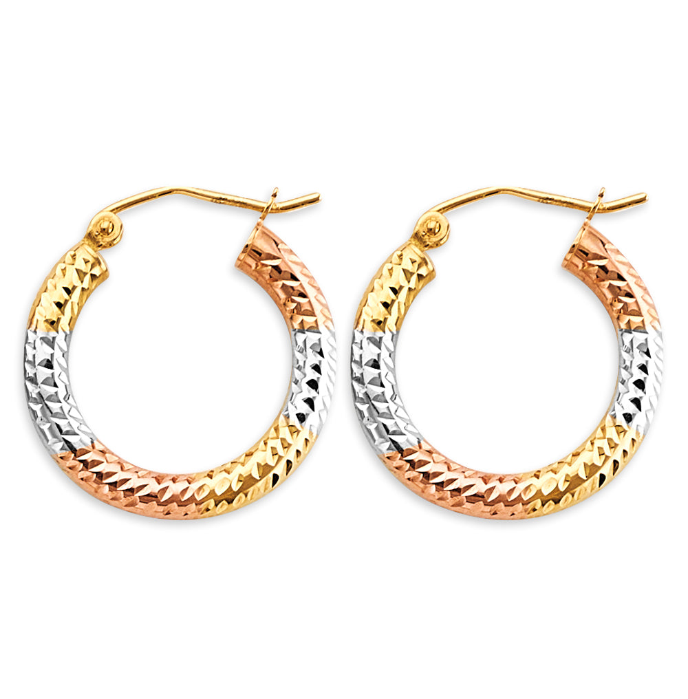 14K Yellow Gold Basic & Fancy Hoop Earring - ER1776