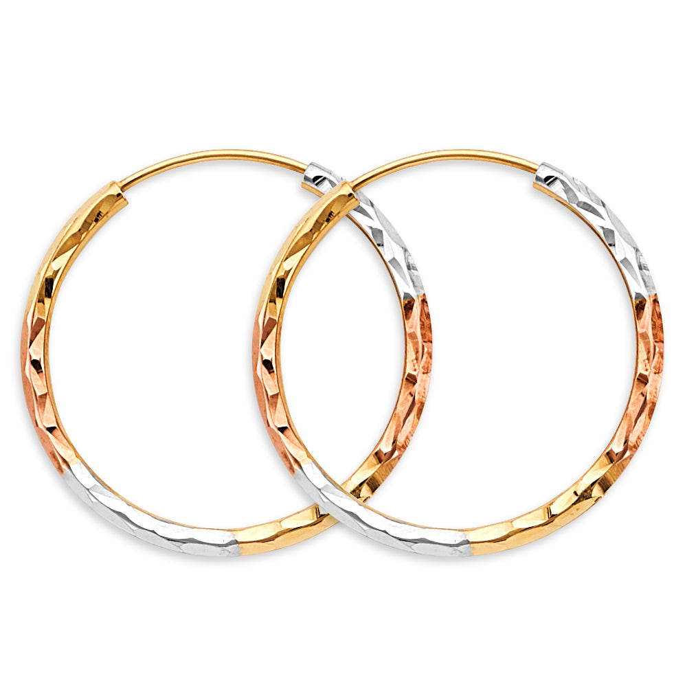 14K Yellow Gold Basic & Fancy Hoop Earring - ER1779