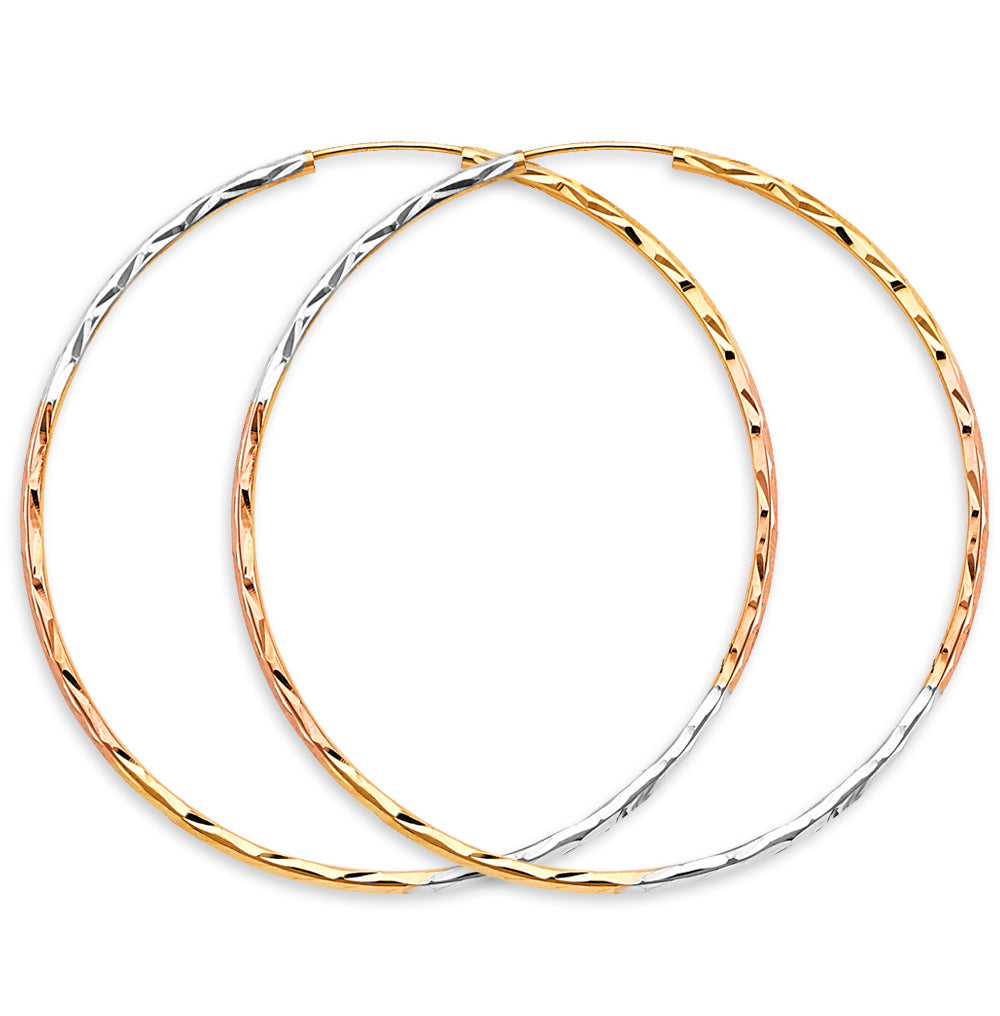 14K Yellow Gold Basic & Fancy Hoop Earring - ER1782