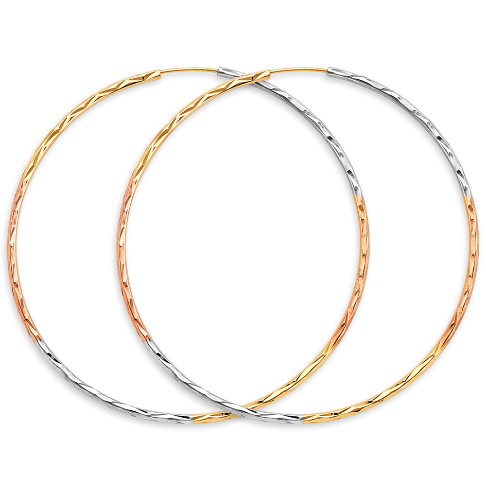 14K Yellow Gold Basic & Fancy Hoop Earring - ER1783