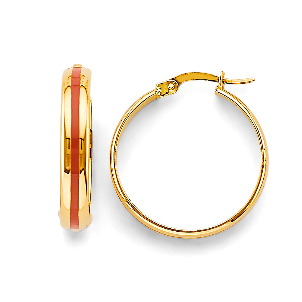 14K Yellow Gold Ball, 3 Color & Fancy Earring - ER1838