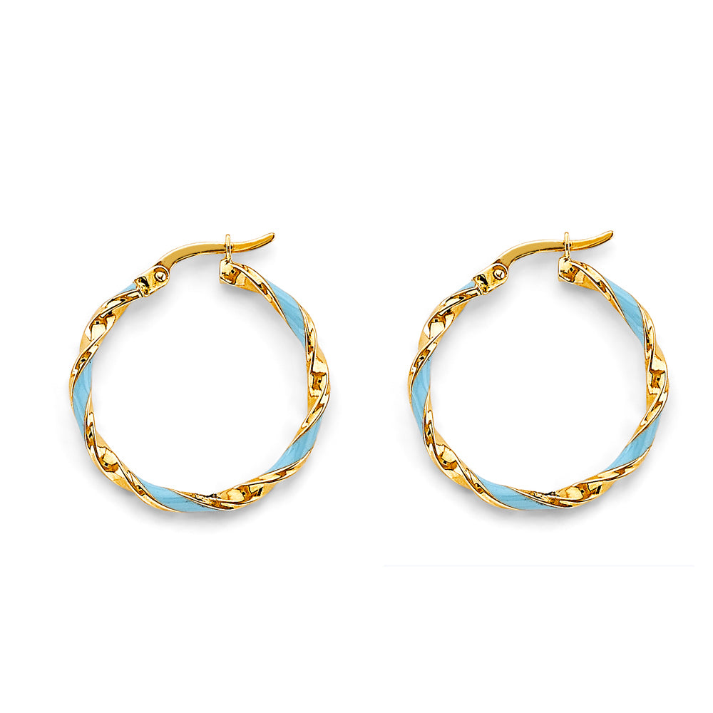 14K Yellow Gold Ball, 3 Color & Fancy Earring - ER1840