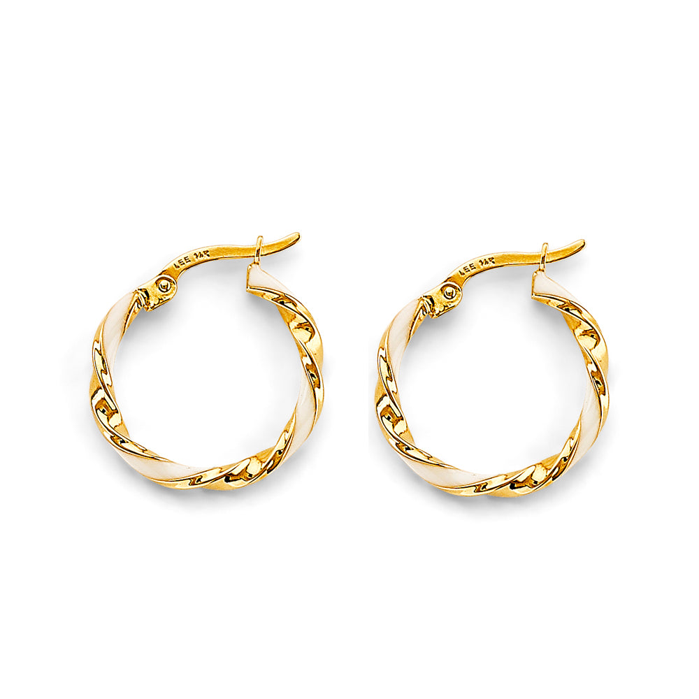 14K Yellow Gold Ball, 3 Color & Fancy Earring - ER1841