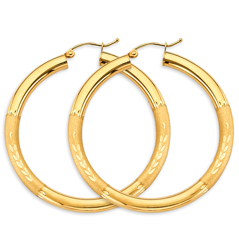 14K Yellow Gold Basic & Fancy Hoop Earring 4.5mm - ER1893