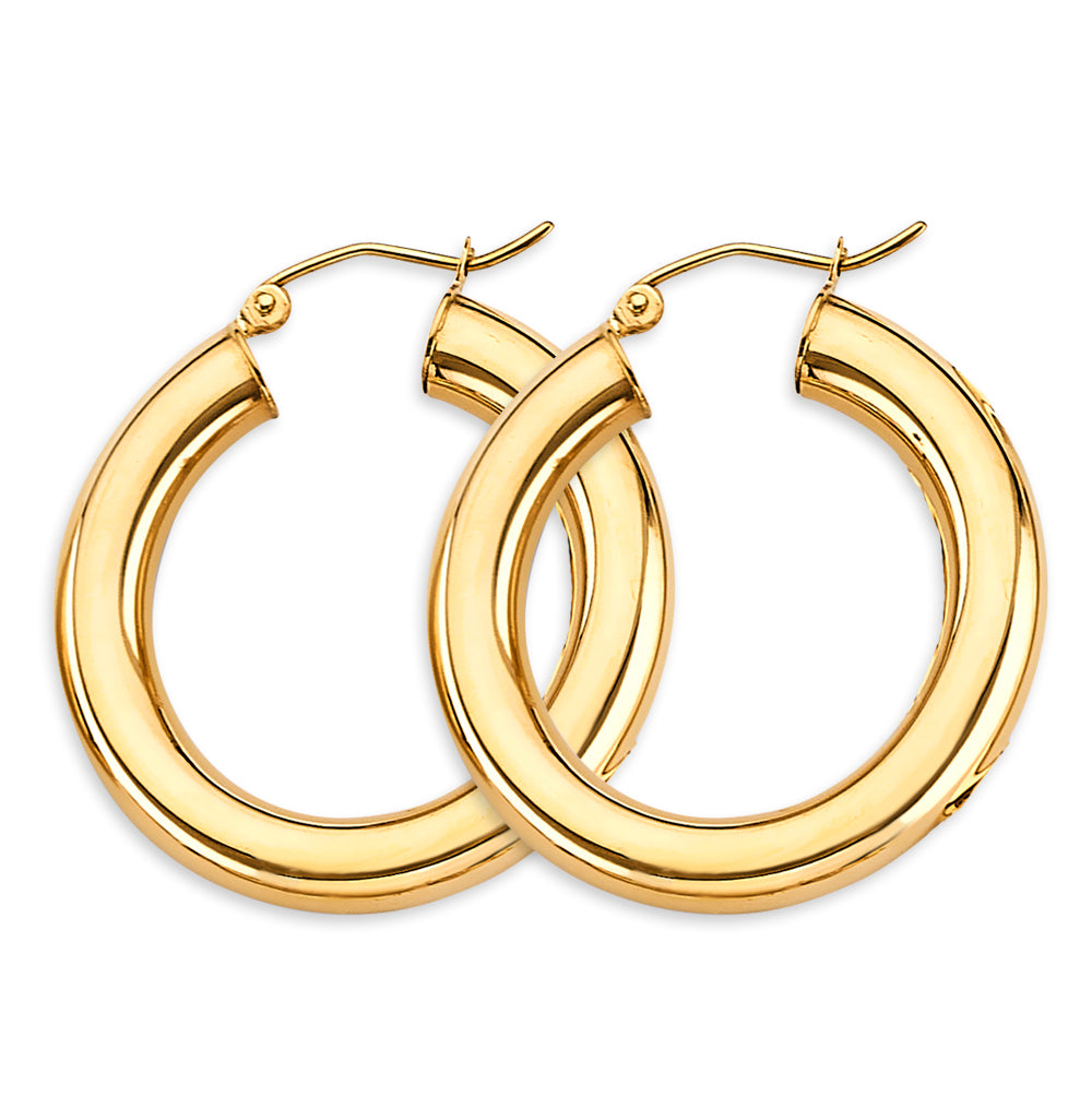 14K Yellow Gold Basic & Fancy Hoop Earring - ER1897