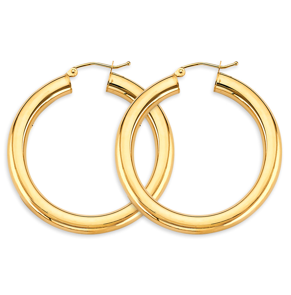 14K Yellow Gold Basic & Fancy Hoop Earring - ER1898