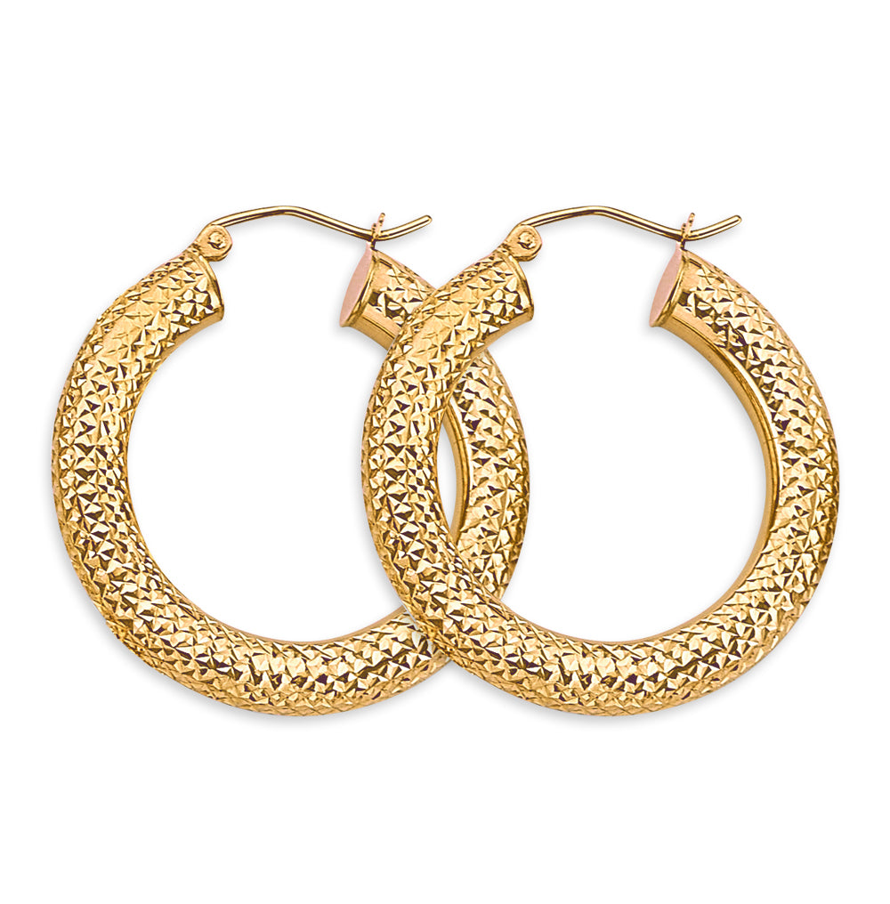 14K Yellow Gold Basic & Fancy Hoop Earring - ER1900