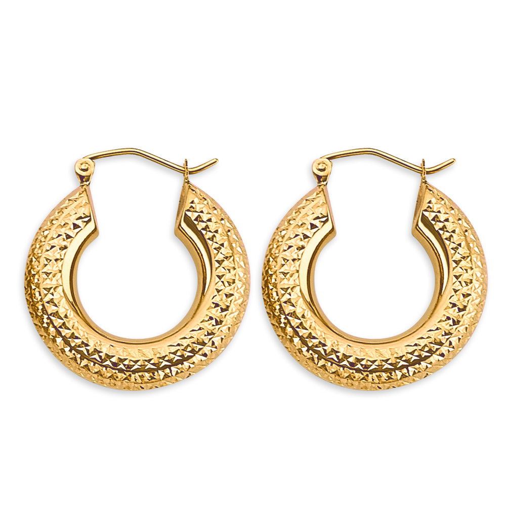 14K Yellow Gold Basic & Fancy Hoop Earring - ER1901