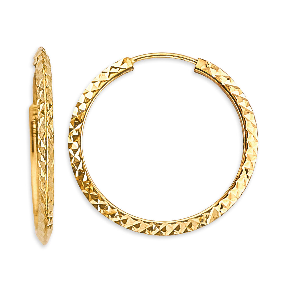 14K Yellow Gold Basic & Fancy Hoop Earring - ER1902