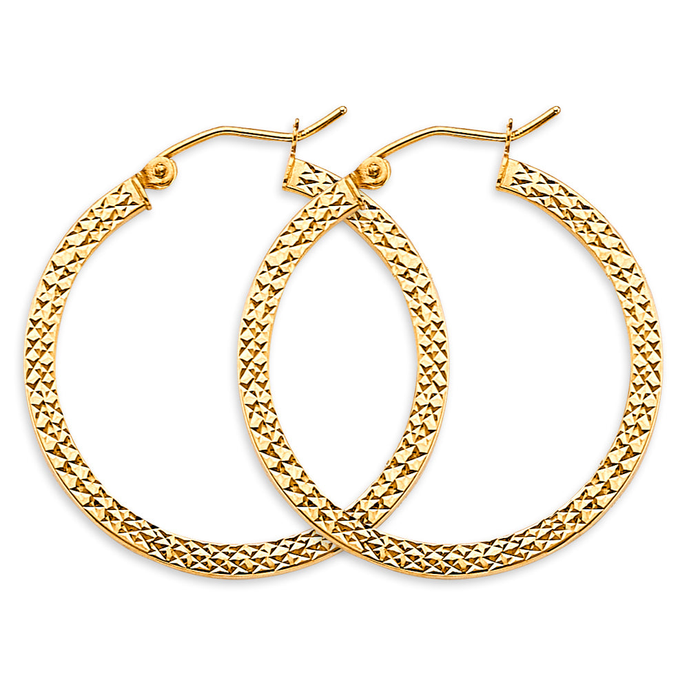 14K Yellow Gold Basic & Fancy Hoop Earring - ER1904