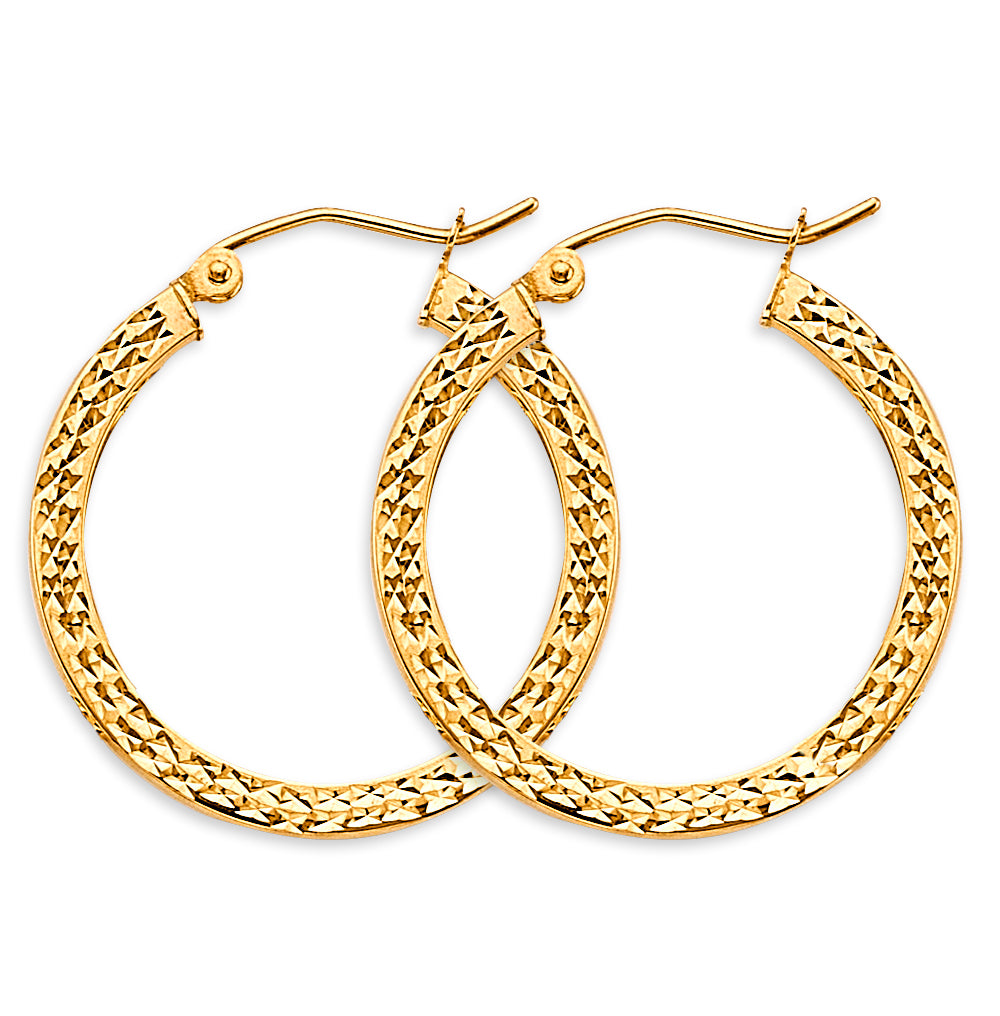14K Yellow Gold Basic & Fancy Hoop Earring 1.5mm - ER1905