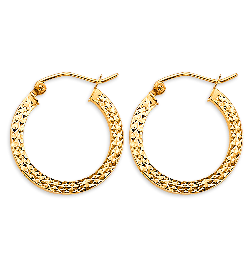 14K Yellow Gold Basic & Fancy Hoop Earring - ER1906