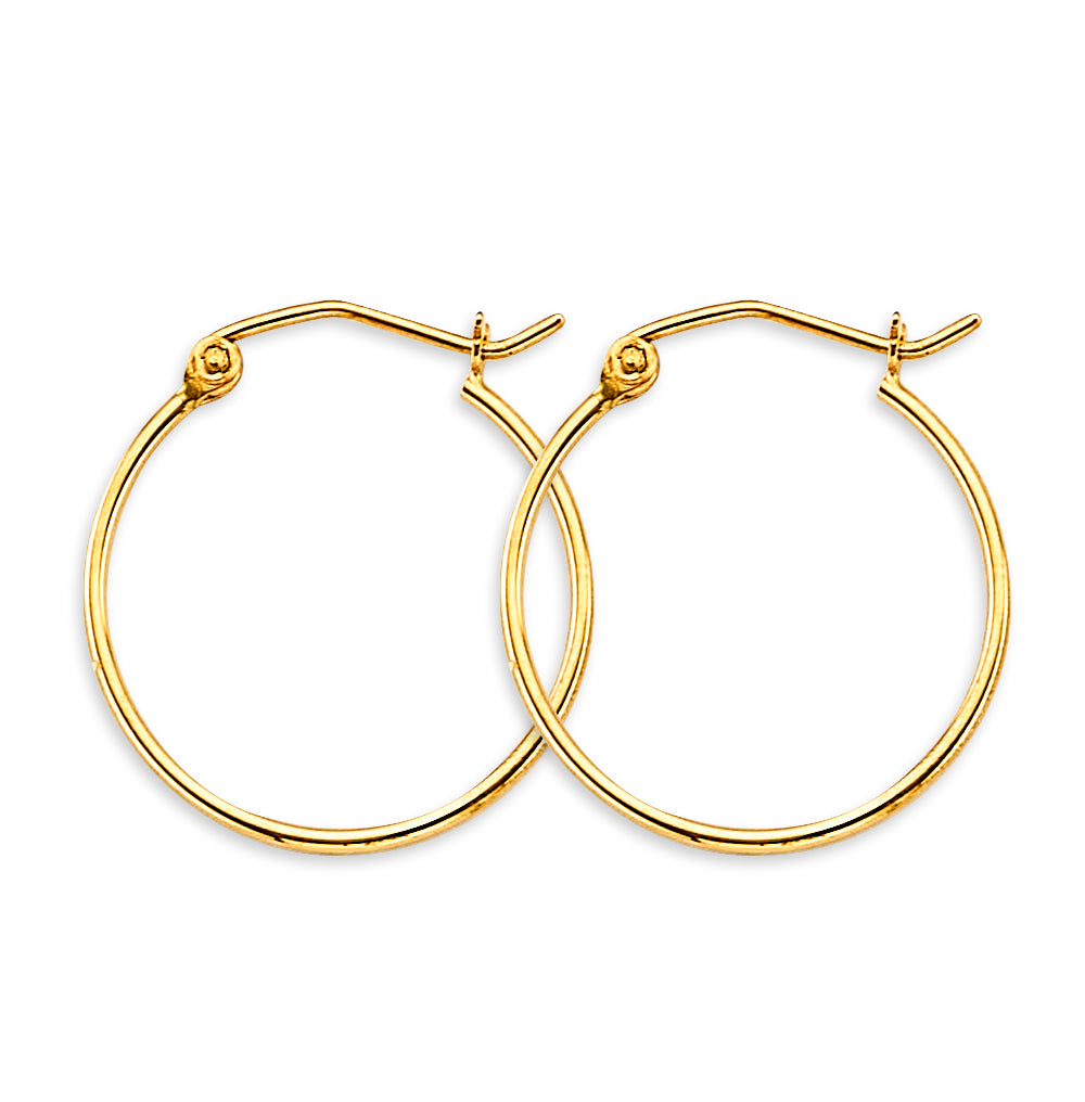14K Yellow Gold Basic & Fancy Hoop Earring - ER1907
