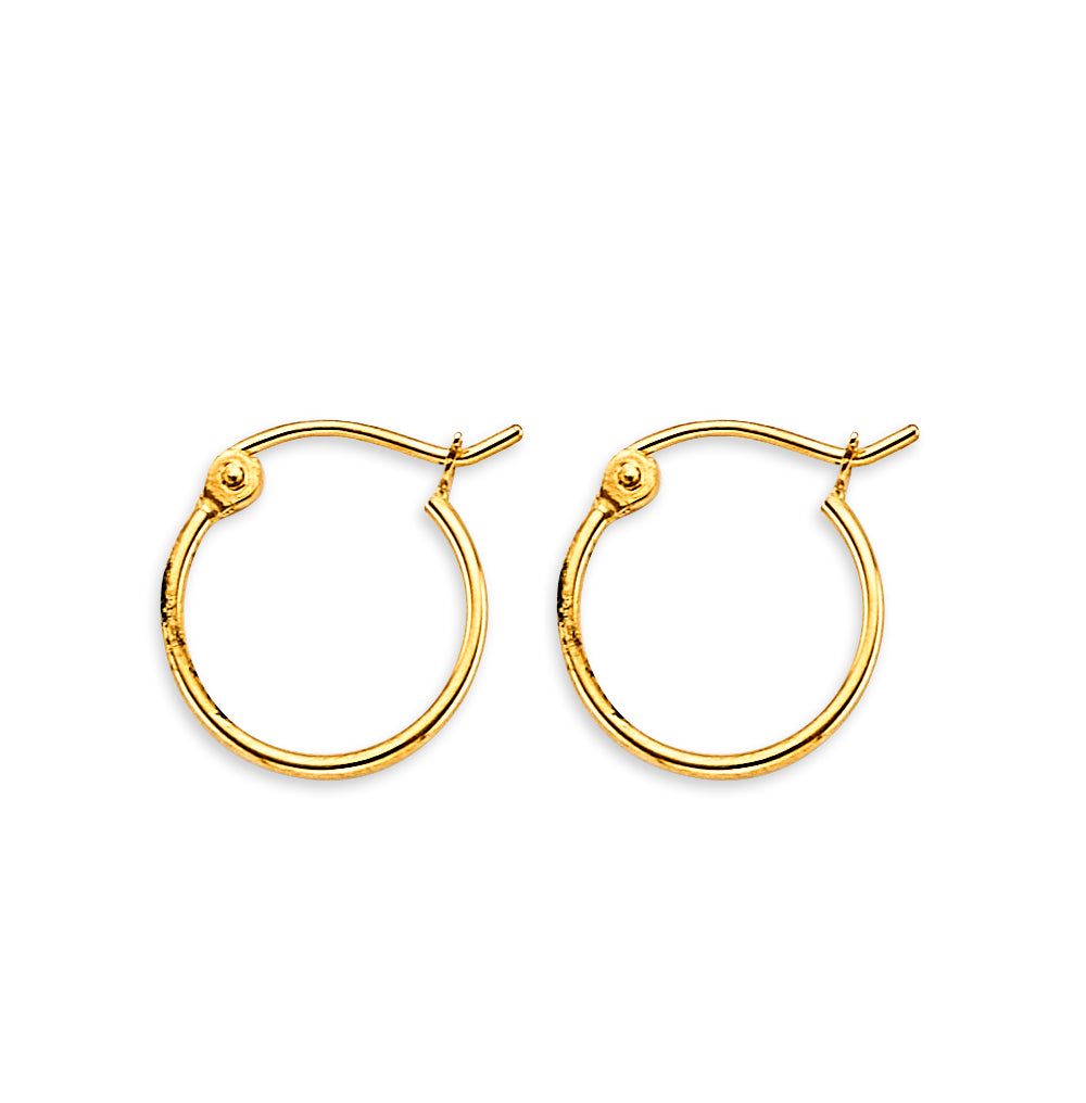 14K Yellow Gold Basic & Fancy Hoop Earring - ER1909