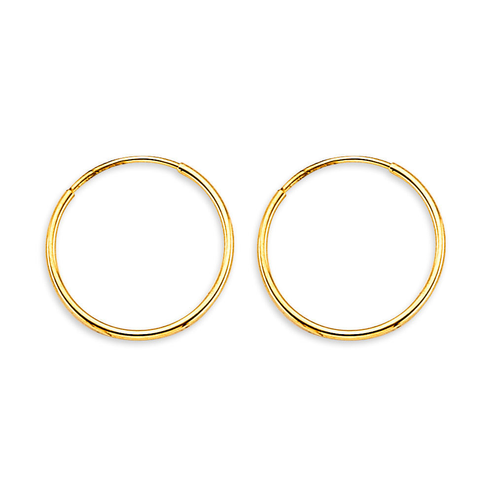 14K Yellow Gold Basic & Fancy Hoop Earring - ER1910