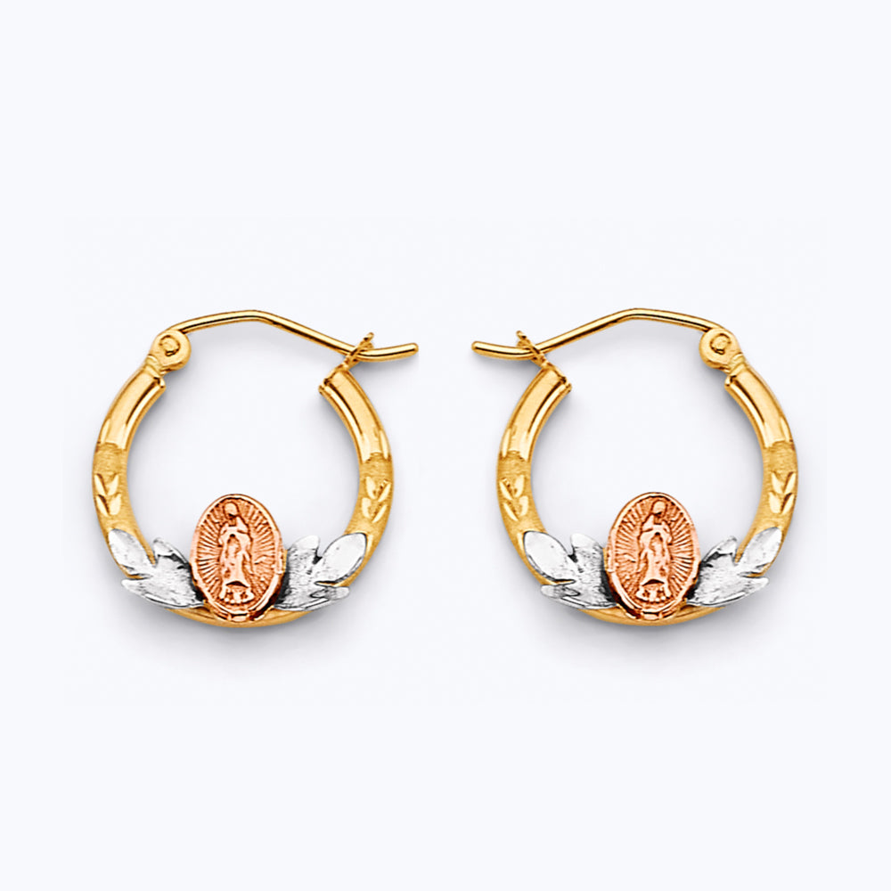 14K Yellow Gold Ball, 3 Color & Fancy Earring - ER1914