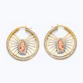 14K Yellow Gold Ball, 3 Color & Fancy Earring - ER1915