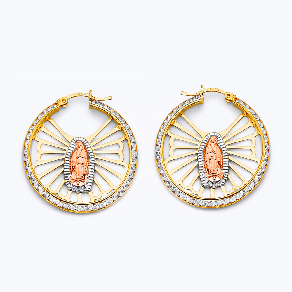 14K Yellow Gold Ball, 3 Color & Fancy Earring - ER1915
